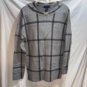 RACHEL Rachel Roy Gray and Black Grid Sweater